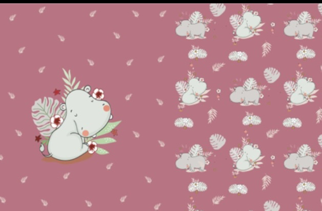 Panel 50x155 mit Kombi Stoff Nilpferd 