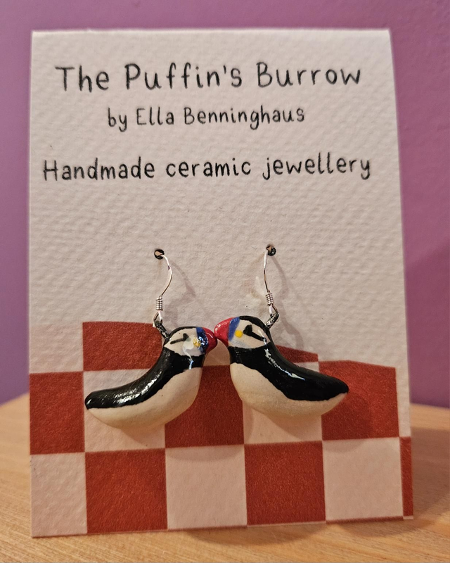 Ceramic Puffin Earrings