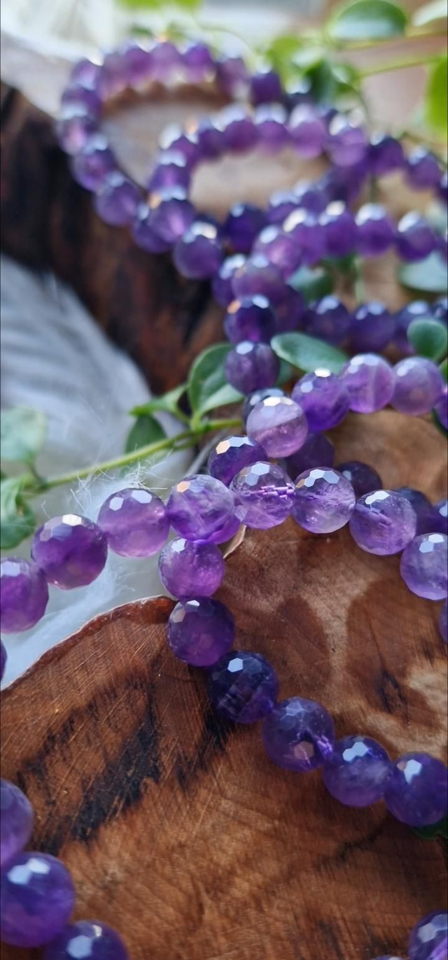 Amethyst Faceted 8mm Beaded Bracelet 