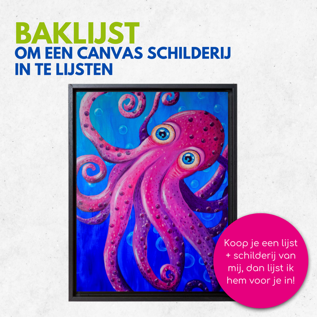 Houten baklijst zwart | voor canvas doek