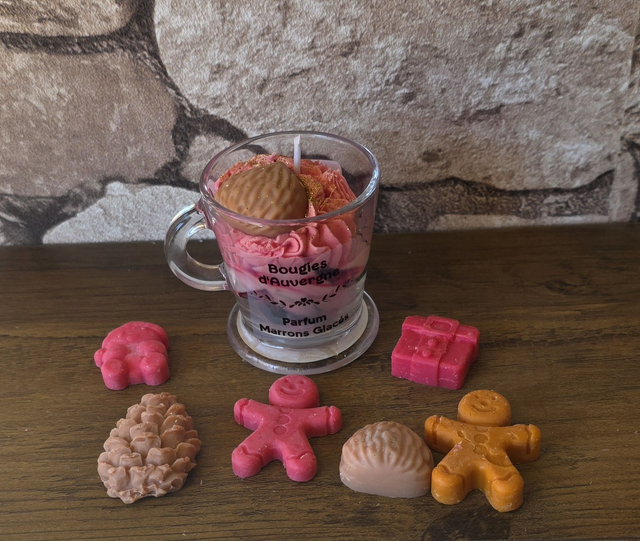 Tasse Bougie Artisanale Épices de Noël n°56 - env. 55g - Création Unique 