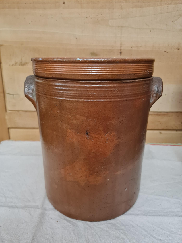 Saloir pot en grès ancien H 28 Diam 21