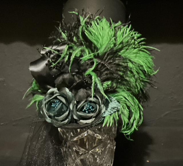 Victorian Style Hat (Black &amp; Green)