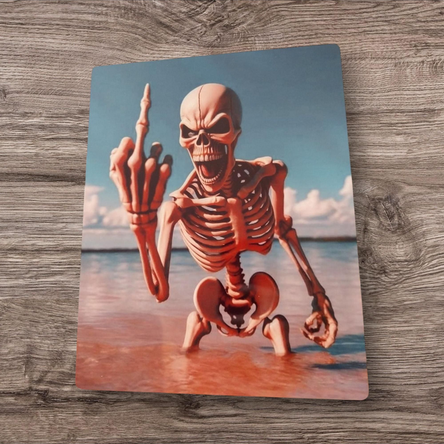 Plaque alu décoration squelette humour 