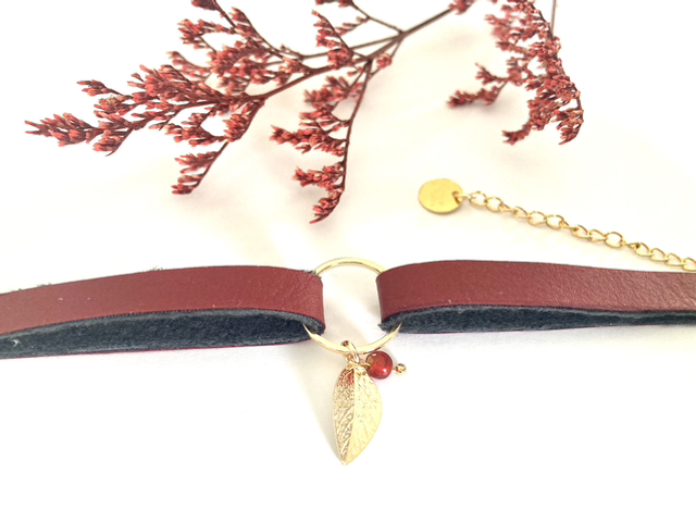 Bracelet INFINE Doré à l’Or Cuir de Raisin Blackened Red Grape