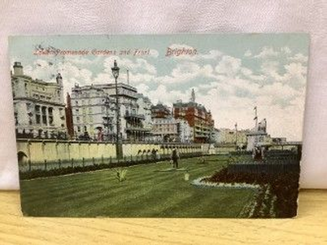 Lower Promenade Gardens and Front, Brighton, Sussex, Posted 1911 unbranded postcard. Our Ref no. R82 £2.50