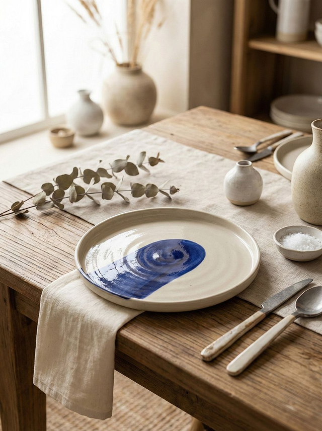Blue Colourblock Dining Plate