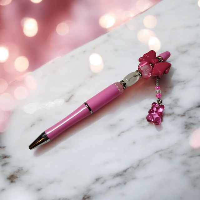 Stylo perles rose