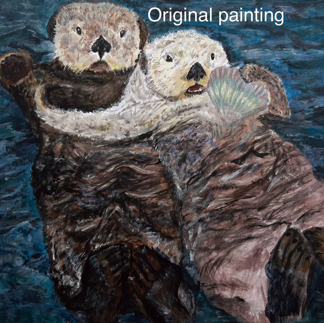 Art Print - Otters in Love 