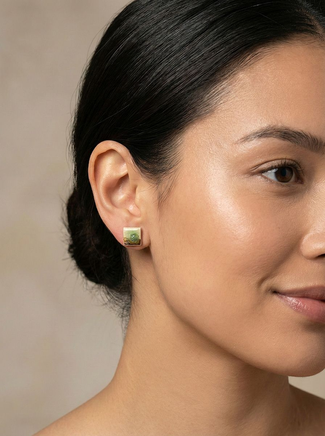 Moss Garden Ceramic Studs Earrings