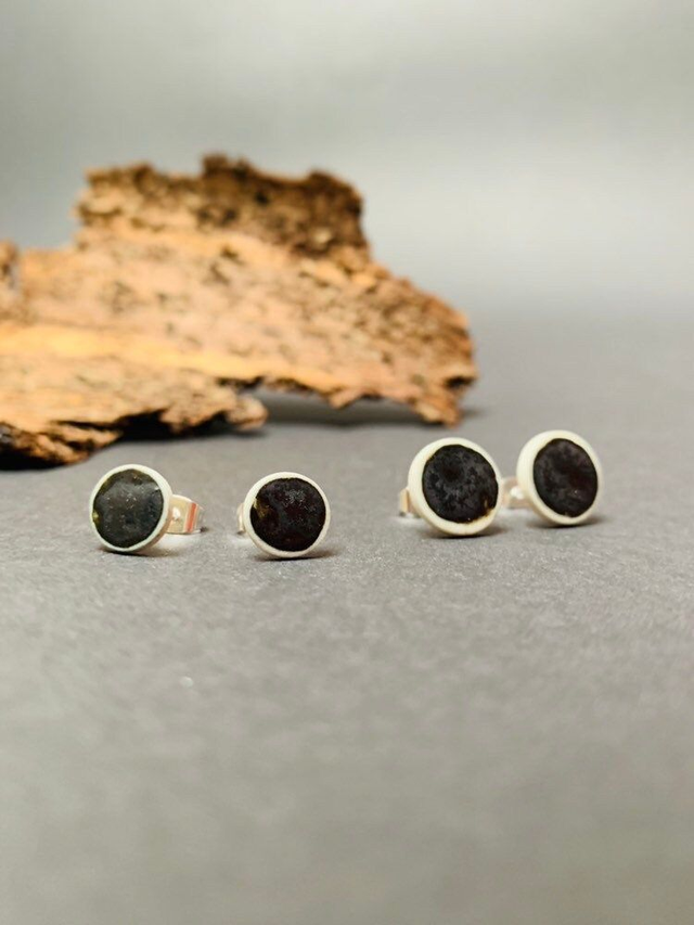 Black Minimalist Porcelain Earrings | Ceramic Ear Studs, Black & White, handcrafted, 925 sterling silver/silverplated Ear studs