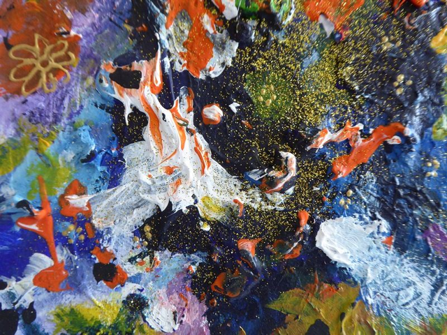 Palette collage sur toile format 30x30 cm