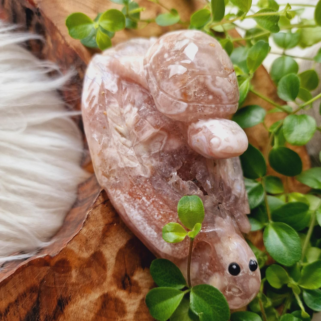 Pink Amethyst Octopi and Turtle Carving 