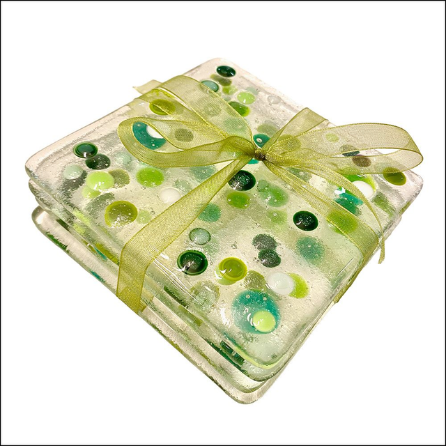 Coasters wrapped in ribbon - Pack of 4