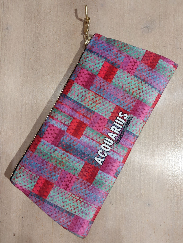 Madras Rose. Pochette et trousse en velours.