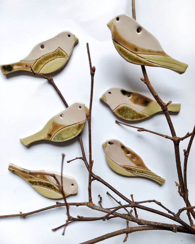 Ceramiczne ptaszki - dekoracje na jesień i na święta