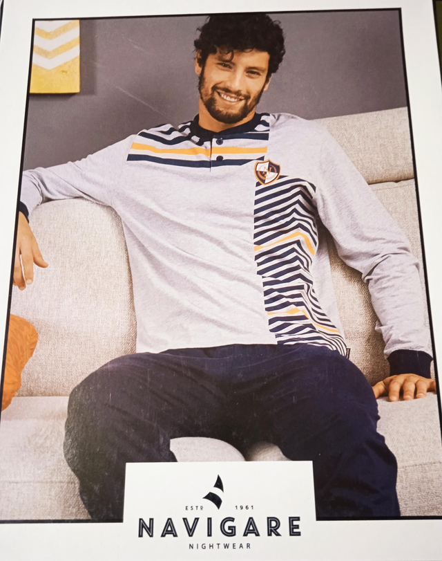 Pigiama Uomo Navigare Nightwear Grigio Melange 