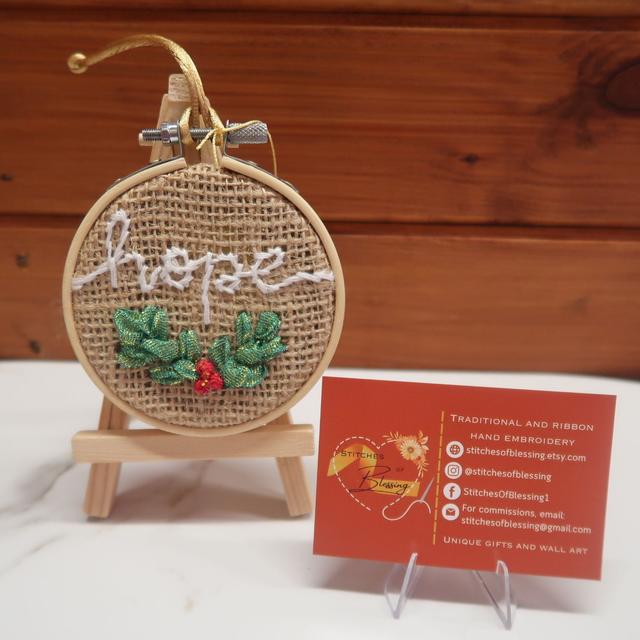 3&quot; Hand Embroidered Christmas Hoop