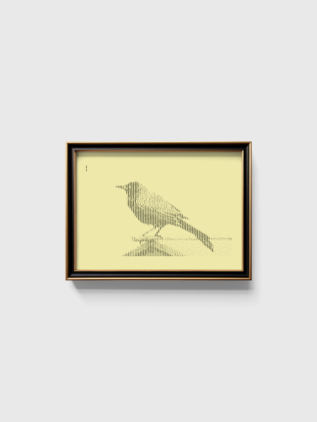 A3 Schreibmaschinenbild Dohle in Schwarz auf Elfenbein