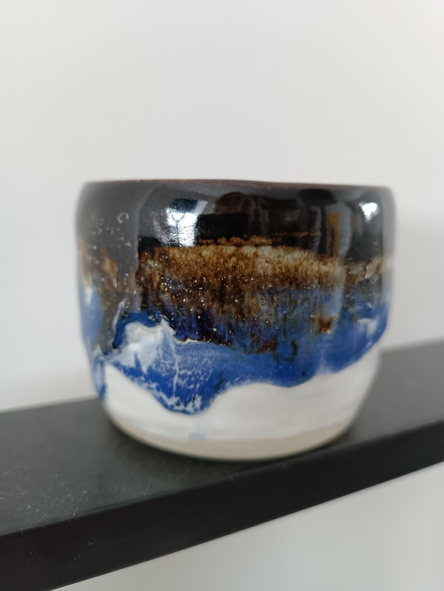 Bol tasse à effet coulant temmoku blanc 