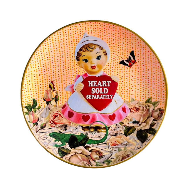 &quot;Heart Sold Separately&quot; Peach Upcycled Wall Plate - House of Frisson