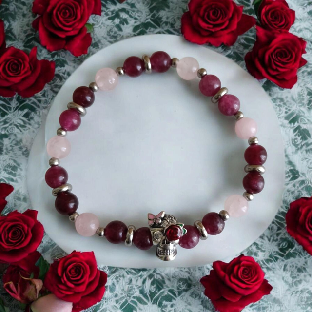 Bracelet Pandolith Grenat/Quartz rose