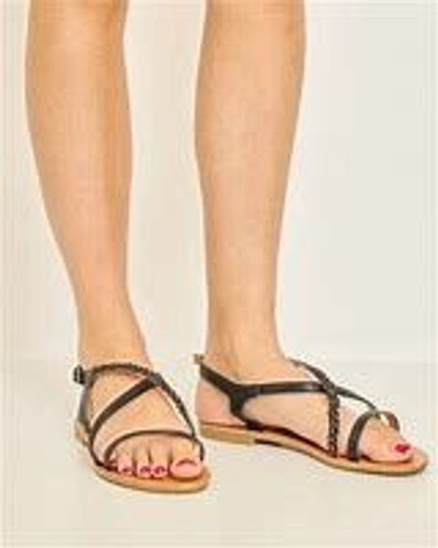 Sandales plates femme Abloom noires 40 à 42