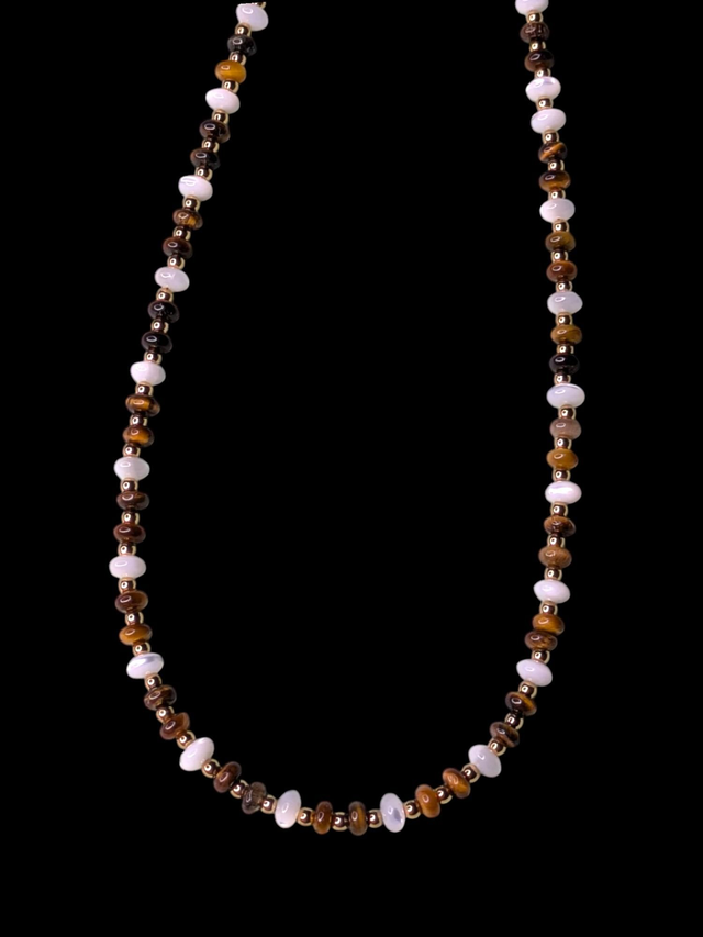 Collier nacre oeil de tigre