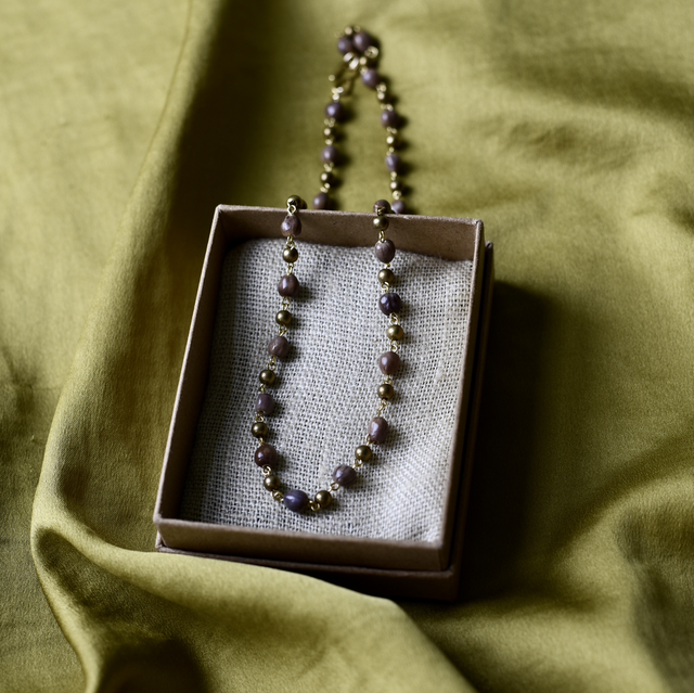 collier Job marron &amp; laiton