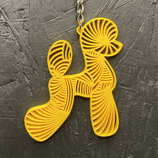 3D - Keychain Poodle Asian Yellow