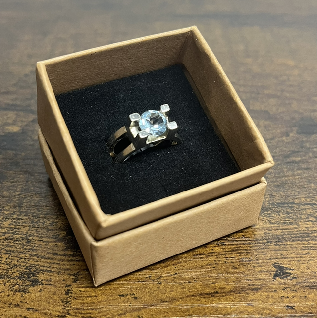 Bague en argent et Aigue Marine - Taille 55-56