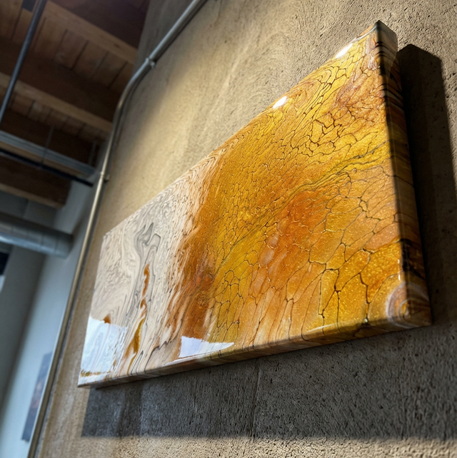 Hand Poured Acrylic Abstract Painting - 20x8 inch - POPOLS106