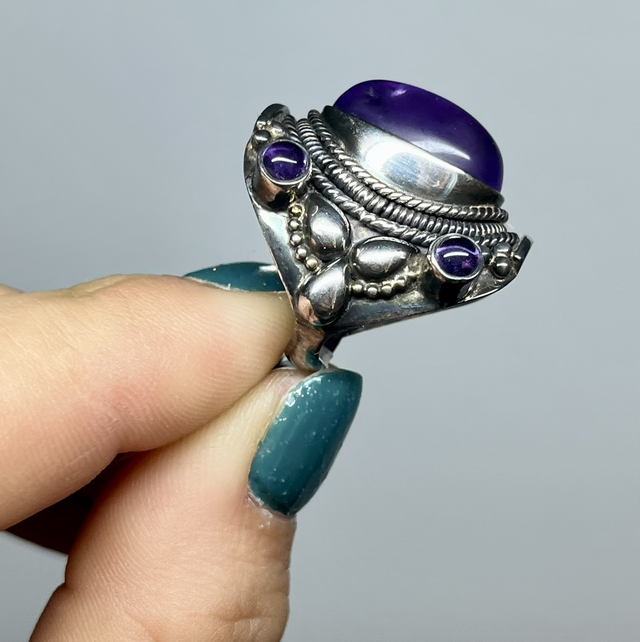 Bague en argent et Améthyste - Taille 55