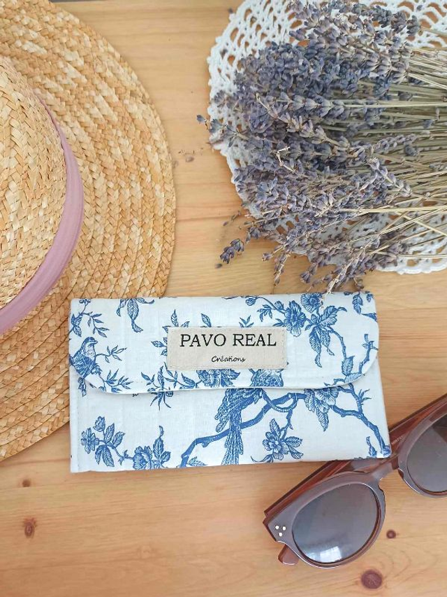 Pochette à lunettes mésanges bleu