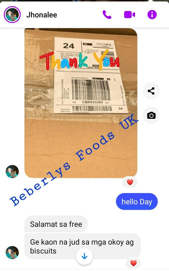 From Customer: Mrs Claridge ( England 2023)