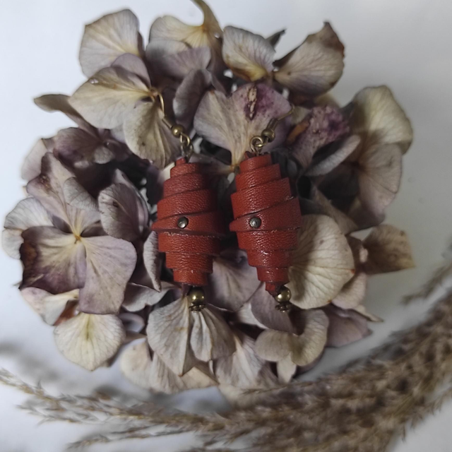 Boucles d&#039;oreilles Rouleaux en cuir 