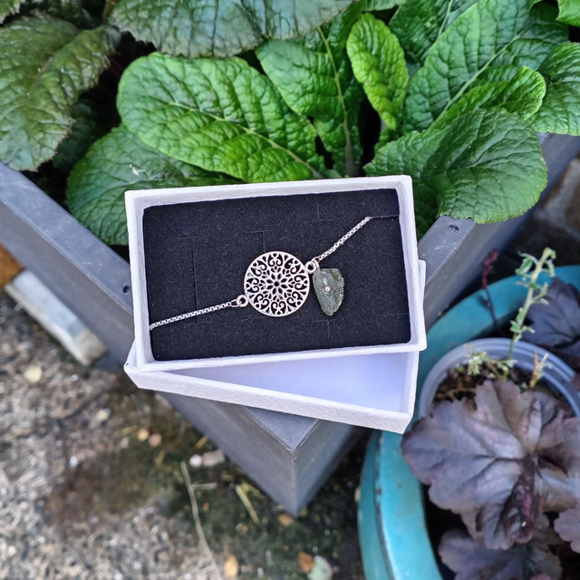 Moldavite Sterling Silver Bracelet 