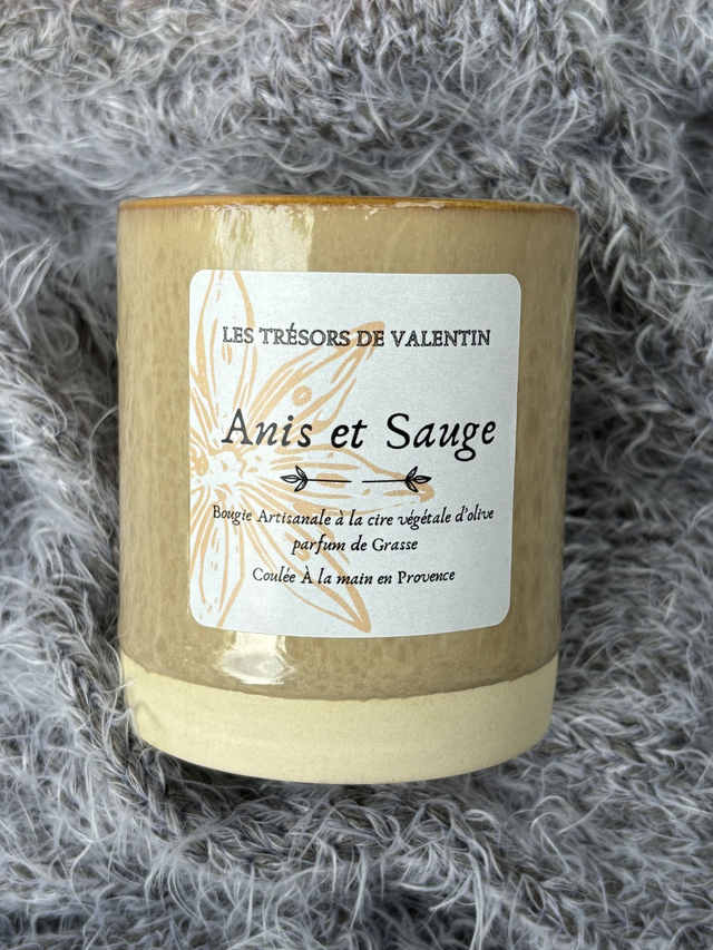 Bougie Anis et sauge pot en grès 150g