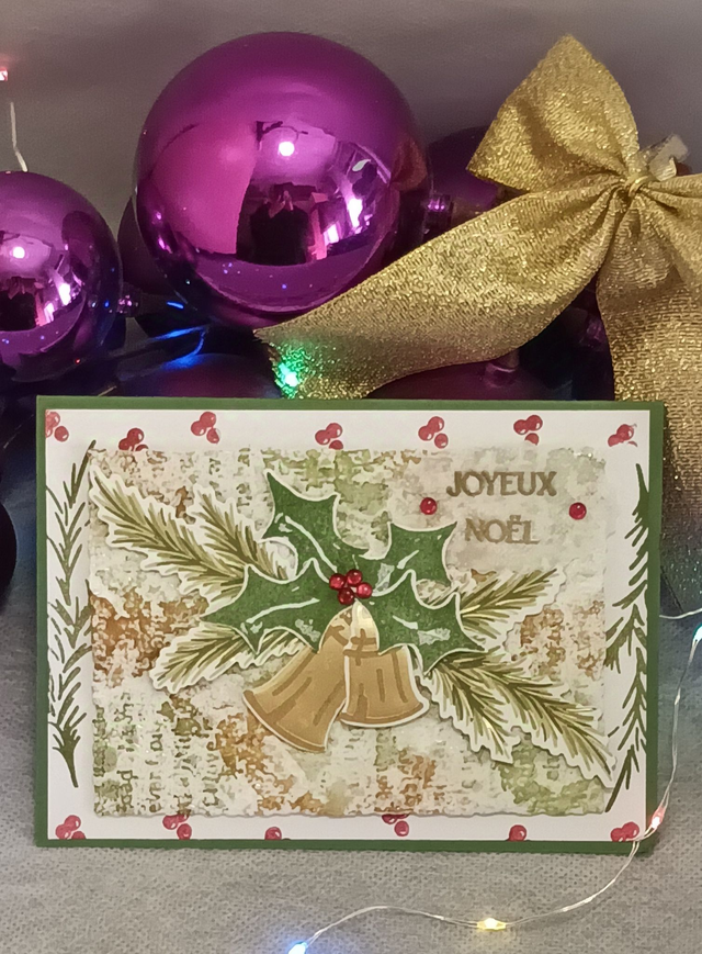 Carte double cloche de Noël 
