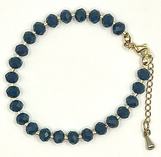 B122 - Bracelet perle verre noire à facette
