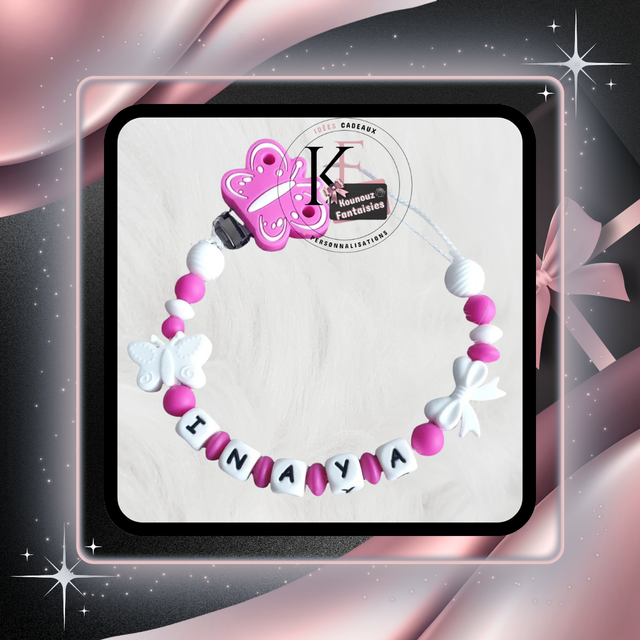 Attache-tétine Papillons et nœuds 