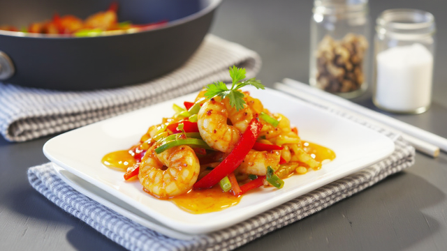 Crevettes sautées sauce thaïlandaise