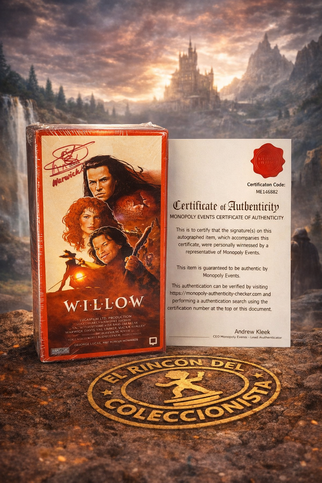 Sealed VHS Willow 1988 firmado Warwick Davis COA