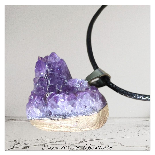 Pendentif "Améthyste brute" coeur PN-202