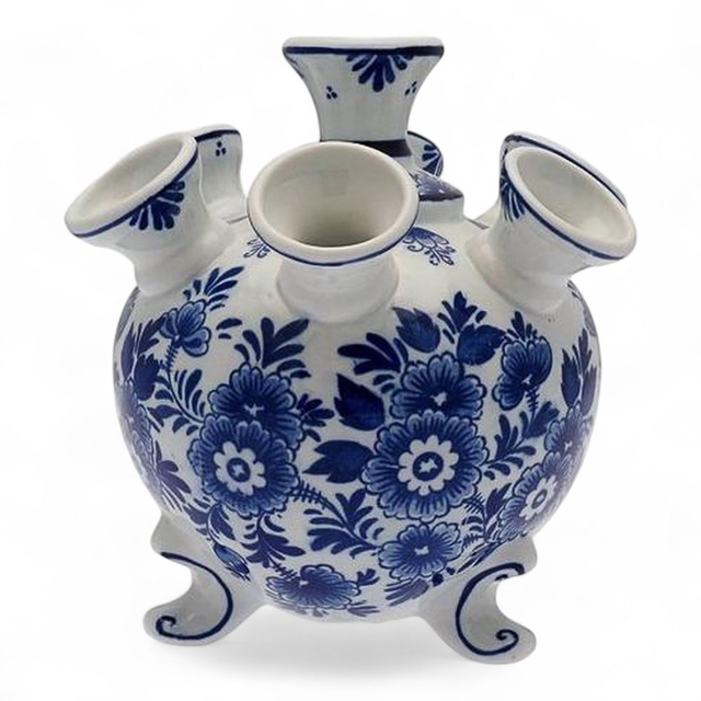 Heinen Delfts Blauw Tulpenvaas op pootjes bloemen