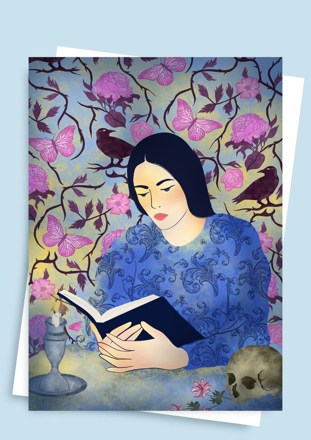 Carte postale Liseuse aux corbeaux