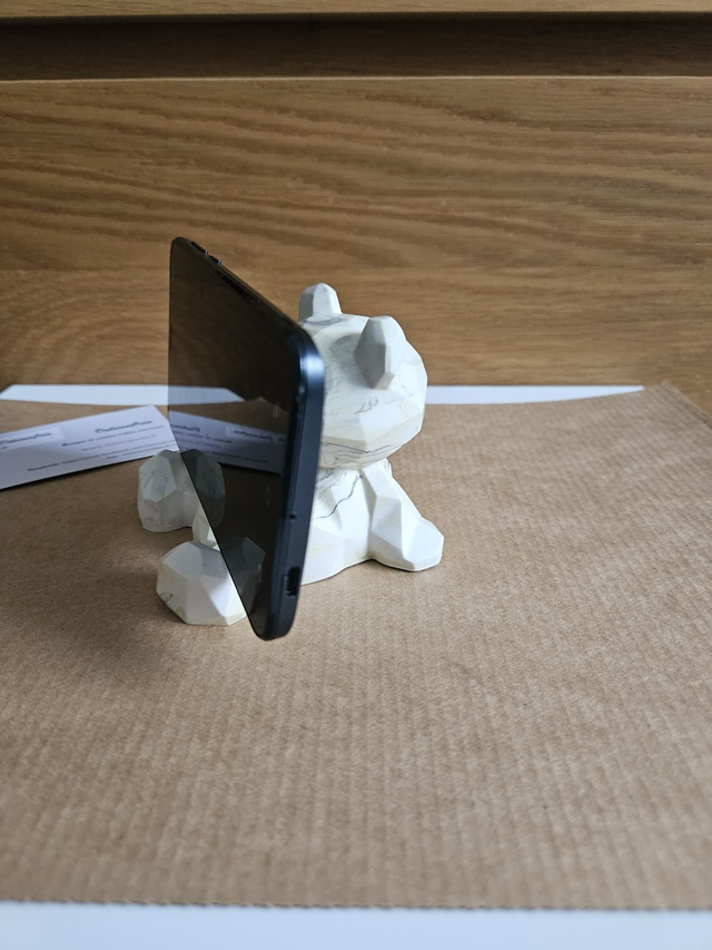 Support téléphone ours jaune marbré