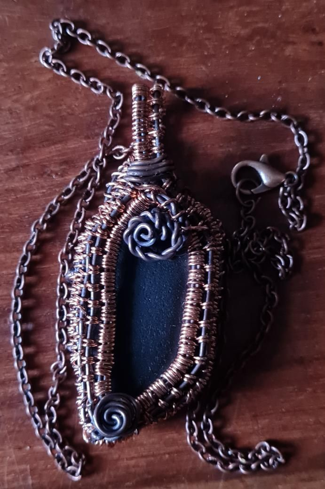 Black (green) Seaglass Necklace