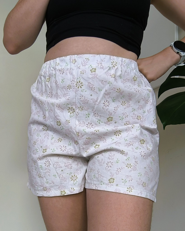 Short upcyclé petite fleurs rose - Taille 1 & 2