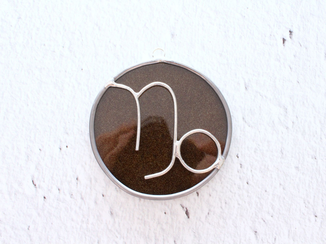 ♑ Suncatcher astro "Capricorne" en vitrail
